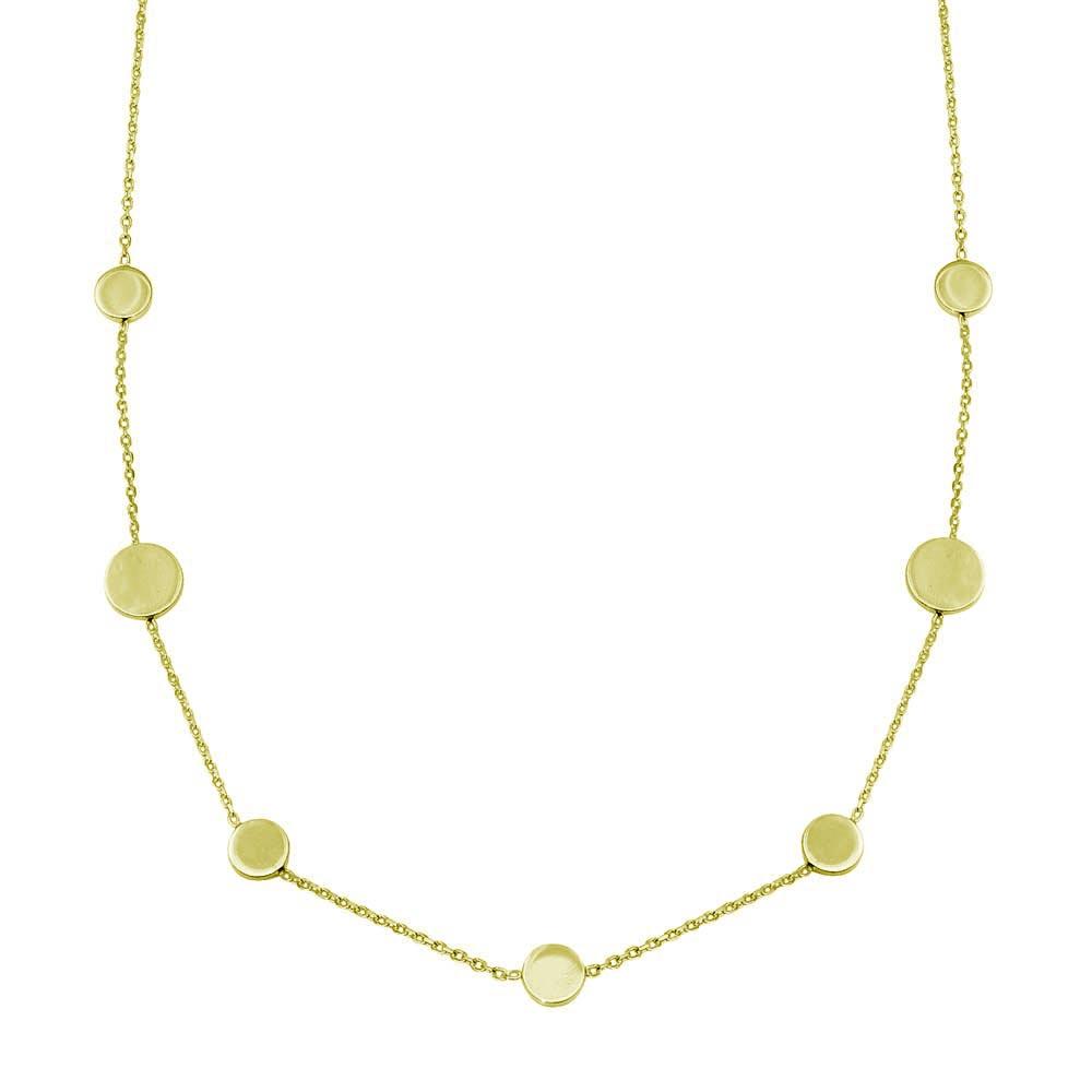 925 7 Disc Sterling Silver Gold Plated Necklace - VGC16GP | Silver Palace Inc.
