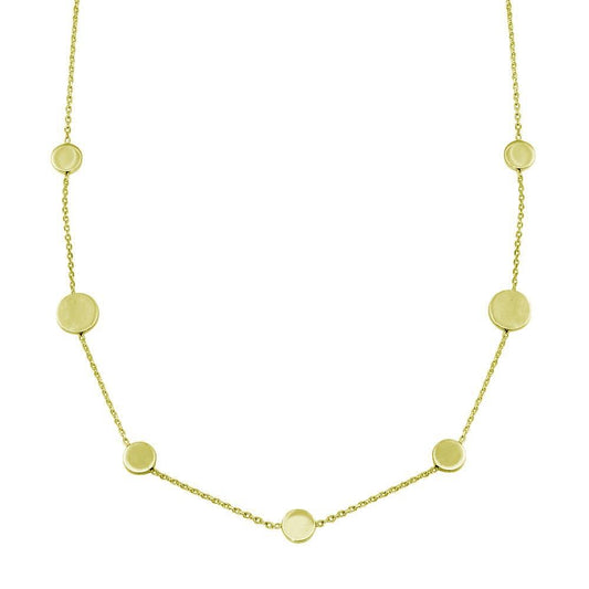 925 7 Disc Sterling Silver Gold Plated Necklace - VGC16GP | Silver Palace Inc.