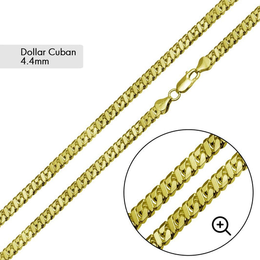 Silver 925 Gold Plated Dollar Miami Cuban Chain 4.4mm - VGC19 GP | Silver Palace Inc.