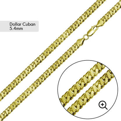 Silver 925 Gold Plated Dollar Miami Cuban Chain 5.4mm - VGC24 GP | Silver Palace Inc.