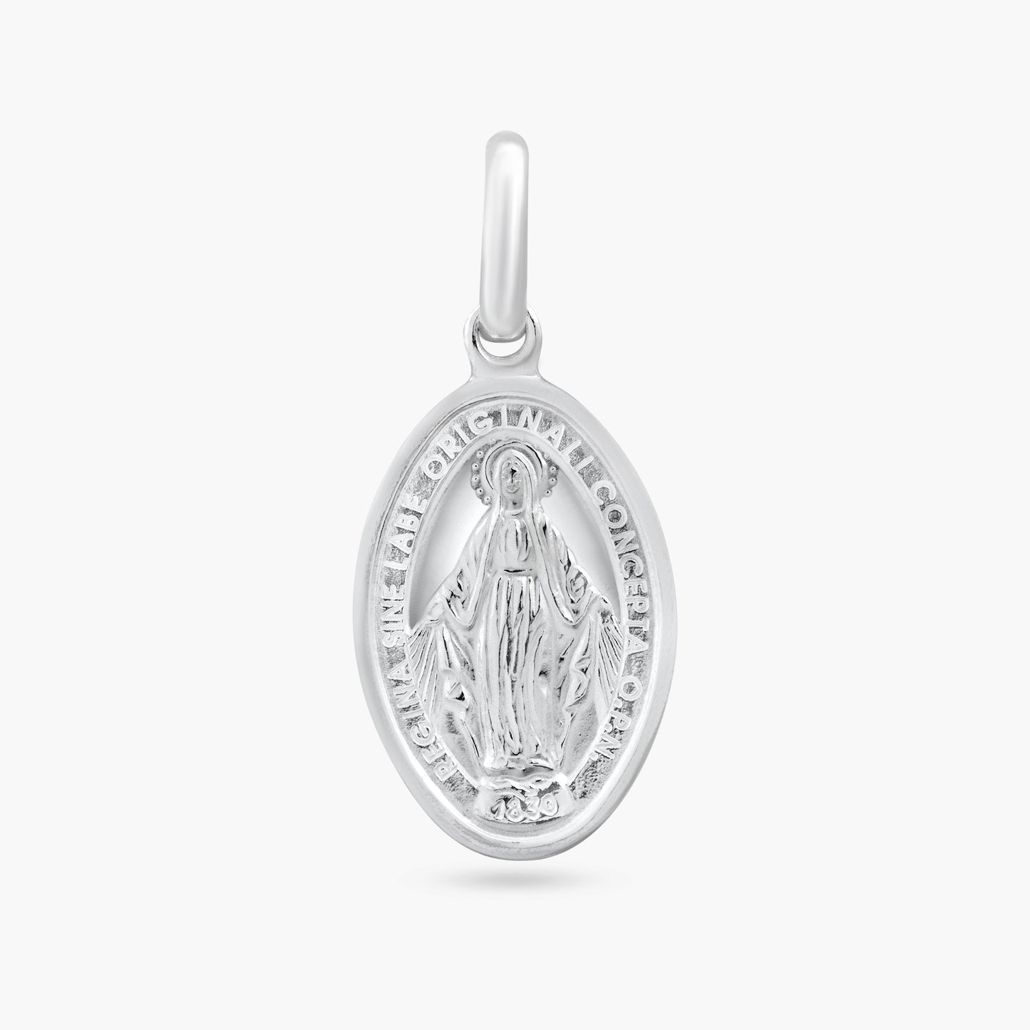 Rhodium Plated 925 Sterling Silver Engravable Virgin Mary Pendant - ARP00049 | Silver Palace Inc.