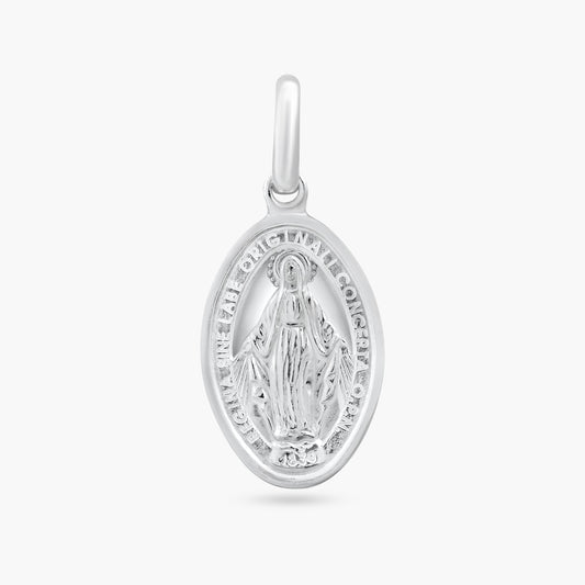 Rhodium Plated 925 Sterling Silver Engravable Virgin Mary Pendant - ARP00049 | Silver Palace Inc.