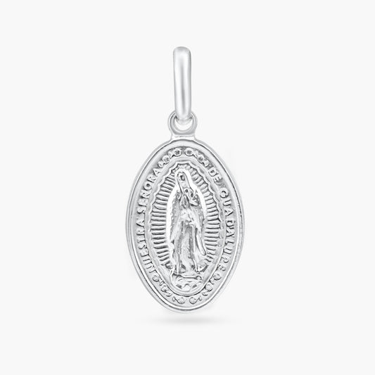 Rhodium Plated 925 Sterling Silver Engravable Guadalupe Pendant - ARP00054 | Silver Palace Inc.