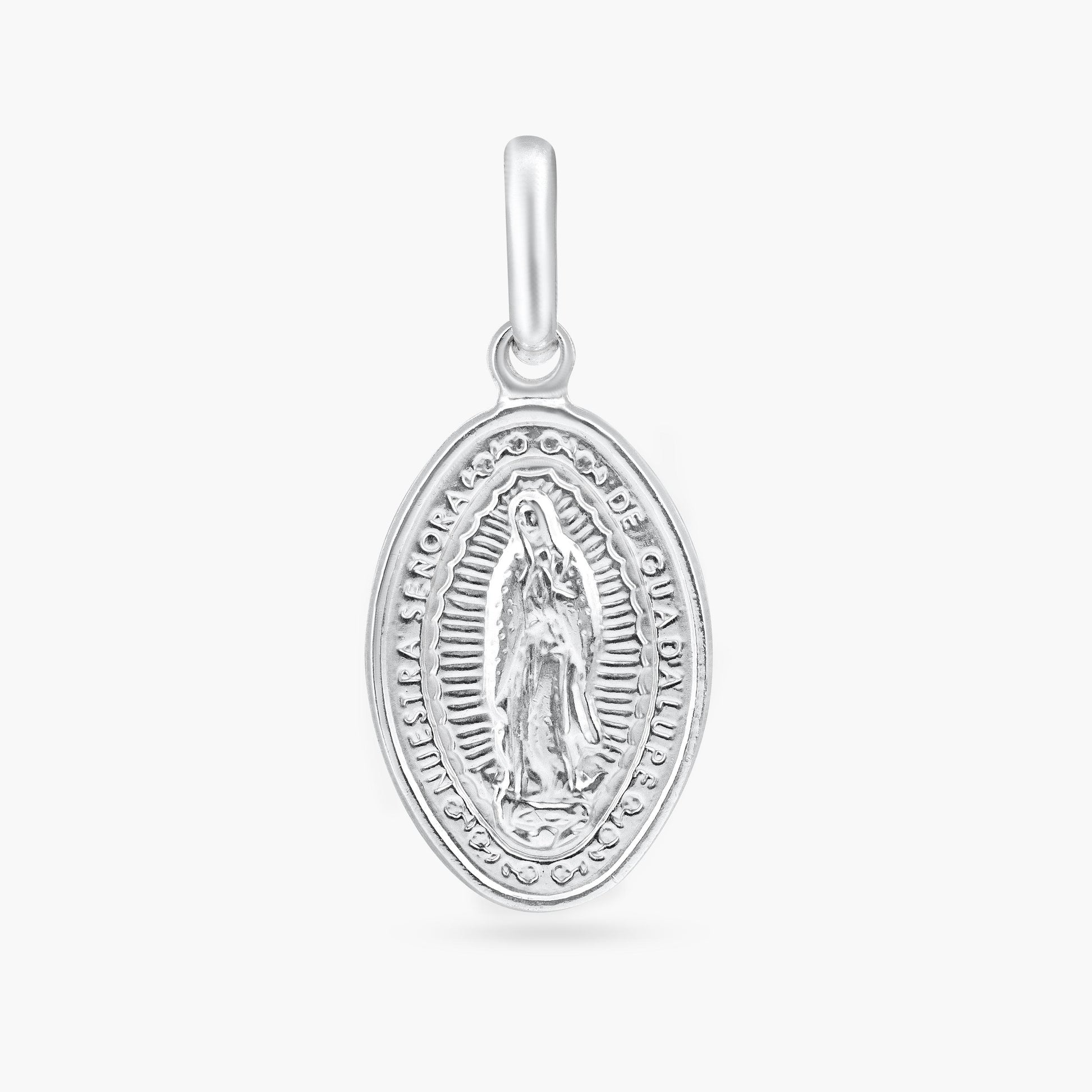 Silver 925 Rhodium Plated Engravable Guadalupe Pendant - ARP00054 | Silver Palace Inc.