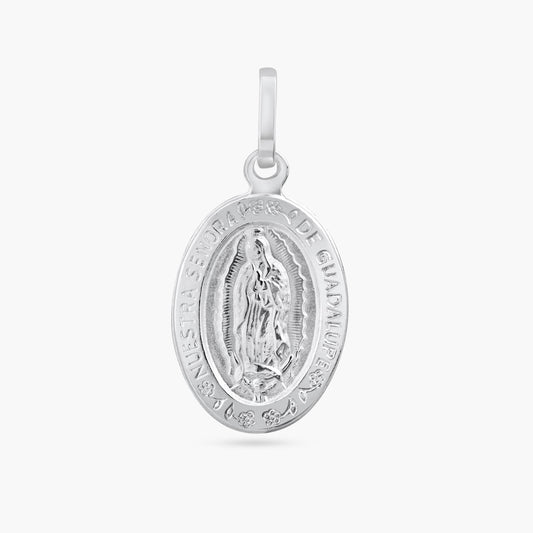 Rhodium Plated 925 Sterling Silver Engravable Guadalupe Pendant - ARP00056 | Silver Palace Inc.