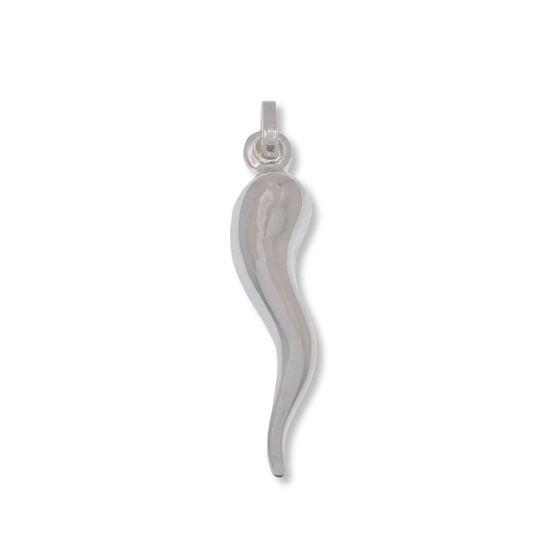 High Polished 925 Sterling Italian Horn 6.7mm x 29.9mm Pendant - ARP00065