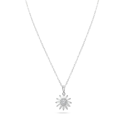 Rhodium Plated 925 Sterling Silver Clear Sunflower CZ Sets - BGS00622CLR