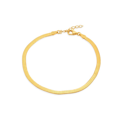Gold Plated 925 Sterling Silver Herring Bone 035 Chain or Bracelet 3mm - CH382 GP