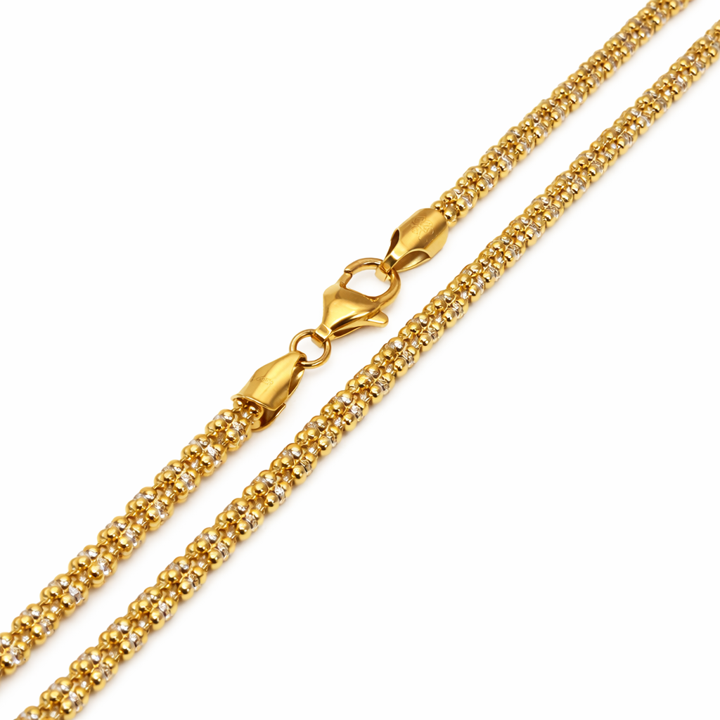 Gold Plated 925 Sterling Silver Ice 4 Sided Diamond Cut 180 3.6mm Chain or Bracelet - CH489GP