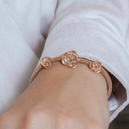 Rose Gold Plated 925 Sterling Silver Italian Flower Bracelet - ECB00075R