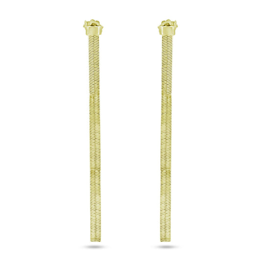 Gold Plated 925 Sterling Silver Herringbone Dangling Stud Earrings - ECE00065GP