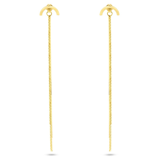 Gold Plated 925 Sterling Silver Multi Herringbone Dangling Crescent Stud Earrings - ECE00066GP