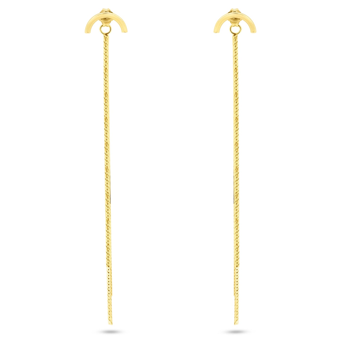 Gold Plated 925 Sterling Silver Multi Herringbone Dangling Crescent Stud Earrings - ECE00066GP