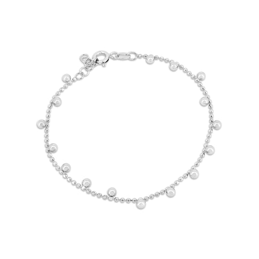 Rhodium Plated 925 Sterling Silver DC Bead  Bracelet - GCB00002-RH