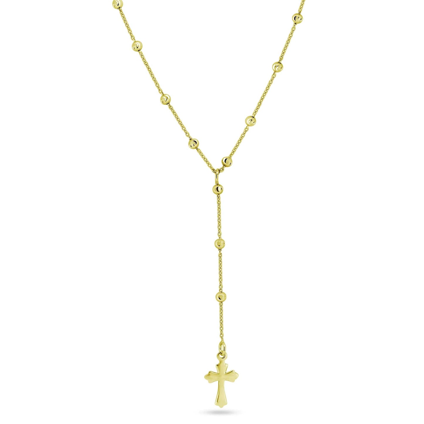 Gold Plated 925 Sterling Silver Beaded Rosary  Necklace - GCP00004-GP