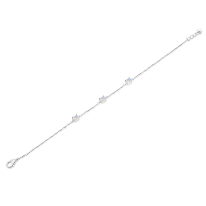 Rhodium Plated 925 Sterling Silver Multi Oval Opal Adjustable Bracelet - GMB00200
