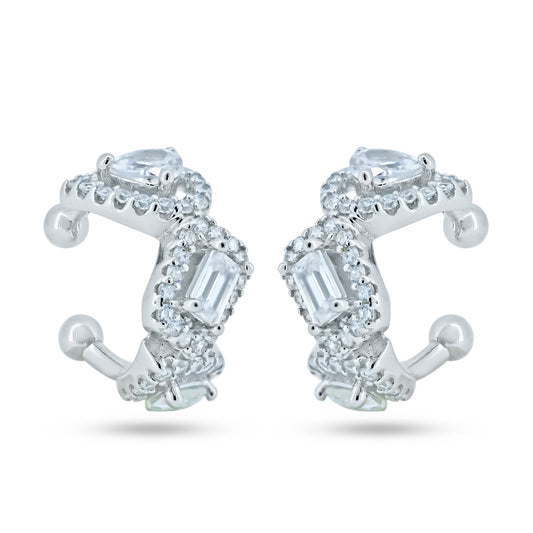 Sterling Silver Rhodium Plated CZ Ear Cuff - GME00151