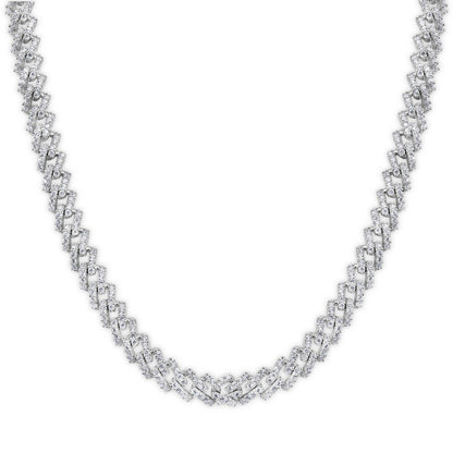 Rhodium Plated 925 Sterling Silver 5.5mm CZ Encrusted Monaco Chain or Bracelet - GMN00212 | GMB00129