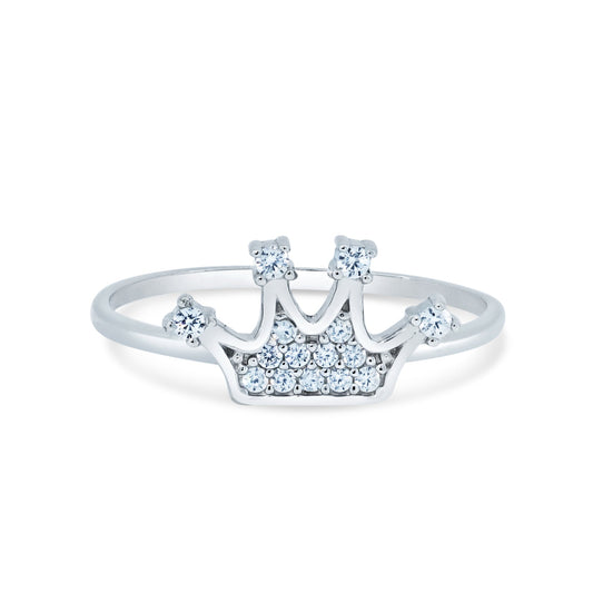 Rhodium Plated 925 Sterling Silver Moissanite or CZ Crown Design Ring - MGMR00373 | GMR00373