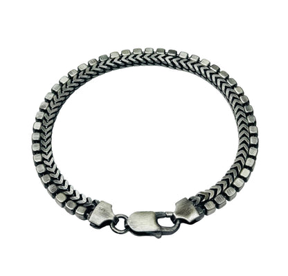 925 Sterling Gun Metal Plated Two Strand 3mm Franco and 2.9mm Cube Link Chain Bracelet - BSB0004