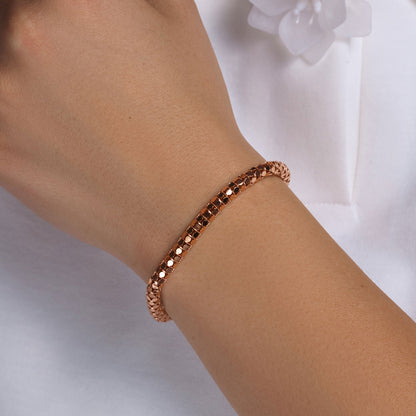 Rose Gold Plated 925 Sterling Silver Coreana Italian Bracelet - ITB00003RGP