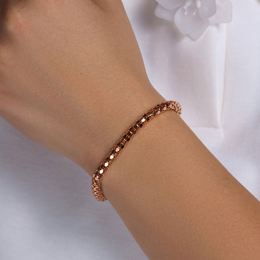 Rose Gold Plated 925 Sterling Silver Coreana Italian Bracelet - ITB00003RGP