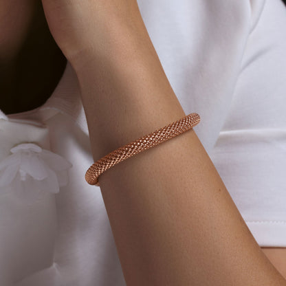 Rose Gold Plated 925 Sterling Silver Beaded Italian Bracelet - ITB00006RGP