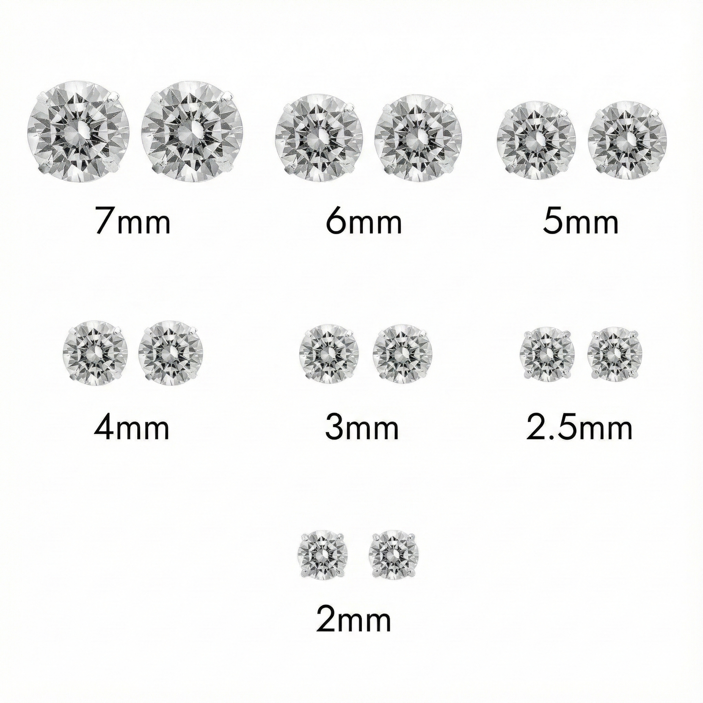 Rhodium Plated 925 Sterling Silver Round Lab Grown Diamonds Push Back Earring