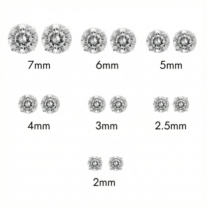 Rhodium Plated 925 Sterling Silver Round Lab Grown Diamonds Push Back Earring