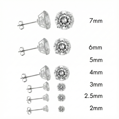 Rhodium Plated 925 Sterling Silver Round Lab Grown Diamonds Push Back Earring
