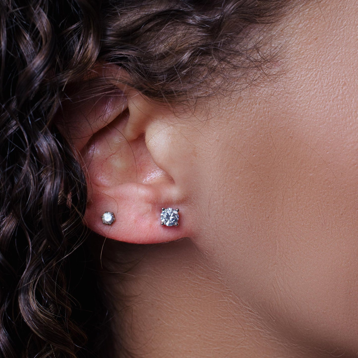 925 Sterling Silver Moissanite 5mm Round Push Back Earring - MBGE00003