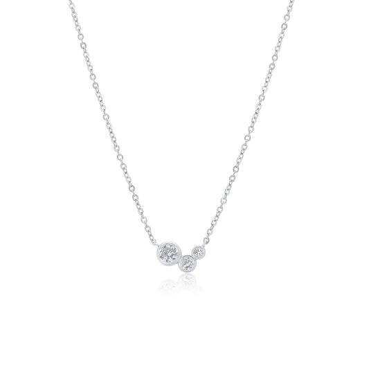 Rhodium Plated 925 Sterling Silver 10.4mm x 6mm Round Cluster Moissanite Adjustable Pendant Necklace - MDGP00003