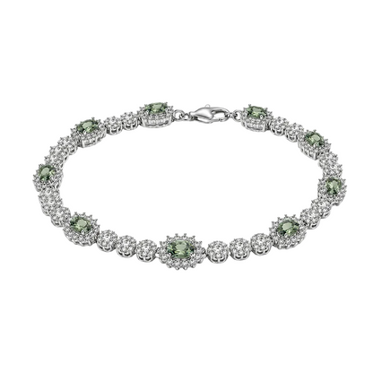 Rhodium Plated 925 Sterling Silver Moissanite Halo Tennis Bracelet - MGMB00125