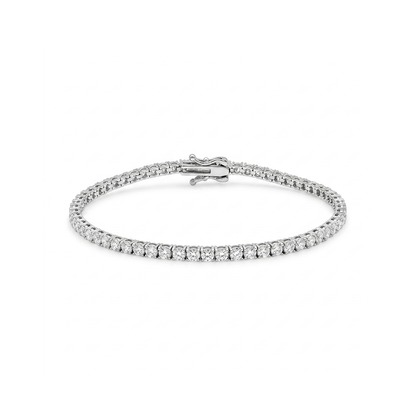 Rhodium Plated 925 Sterling Silver Moissanite 2mm Tennis Bracelet - MGMB00130-7.25