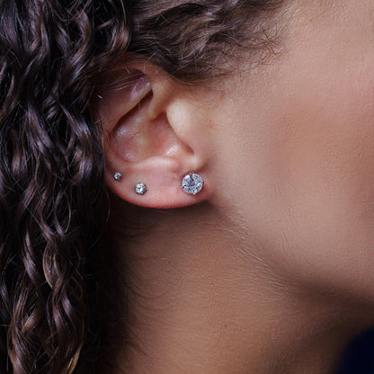 Sterling Rhodium Plated 925 Sterling Silver Moissanite Stone Round Earring - MGME00006