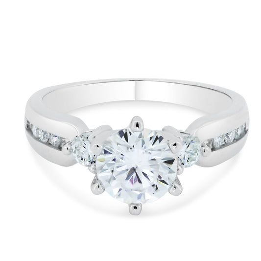 Silver 925 Rhodium Engagement Moissanite Ring - MGMR00002 | Silver Palace Inc.