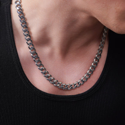Rhodium Plated 925 Sterling Silver Miami Curb Link 10.5mm Chain - PAN00241