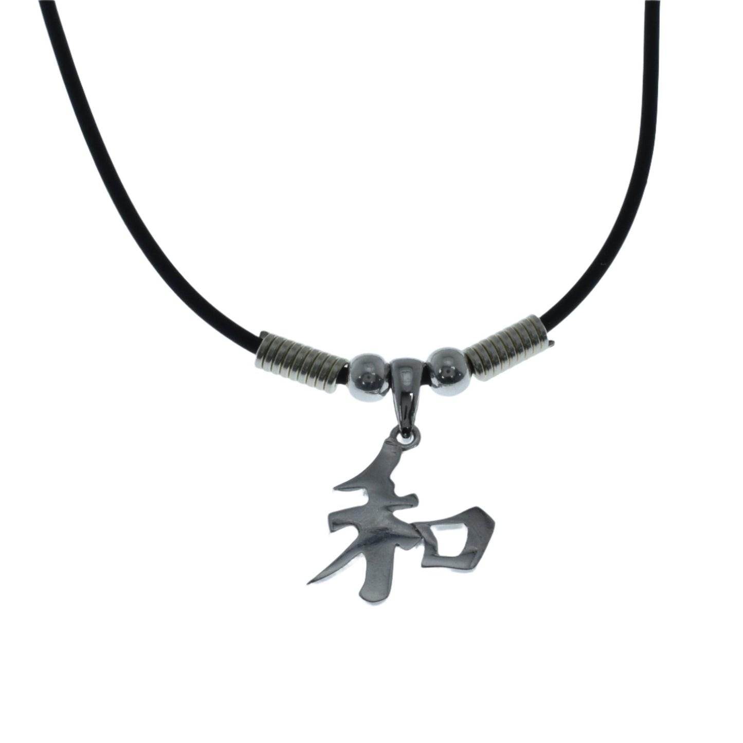 925 Sterling Silver Chinese Character Peace Rubber Necklace- SPN00001