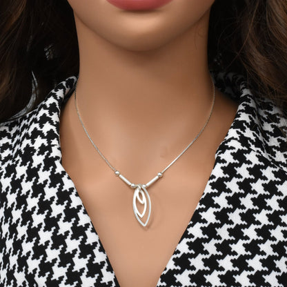 925 Sterling Silver Ascending Almond Drop Necklace- SPN00011