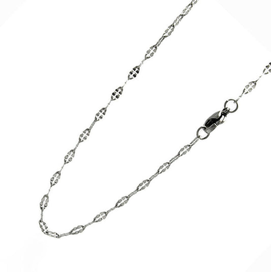 Rhodium Plated Stainless Steel 2.3 MM Confetti Link Chain Necklace - SSC013