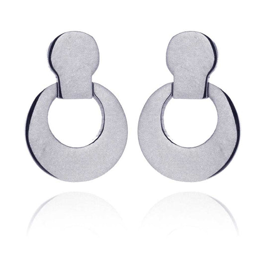 Rhodium Plated Stainless Steel Open Circle Stud Earrings - SSE00017