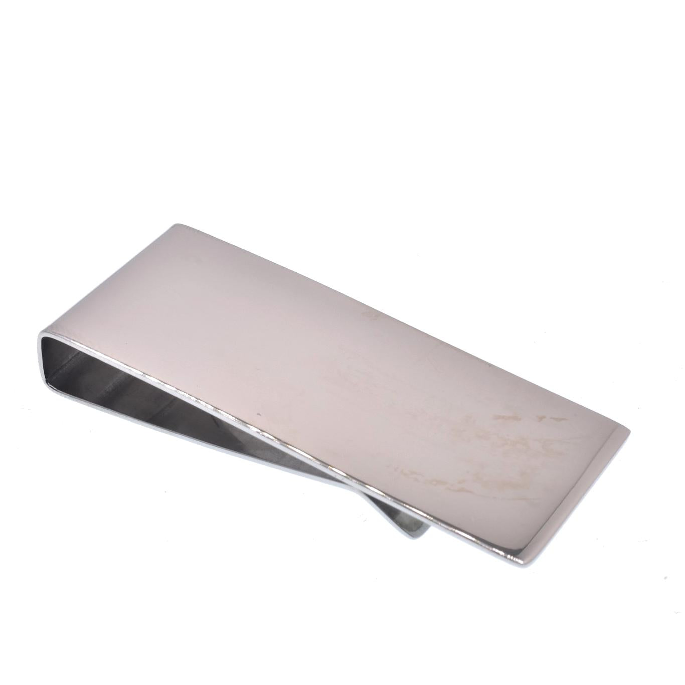 Rhodium Plated Stainless Steel Polished Stainless Steel Classic 22mm x 52mm Money Clip - SSM00013