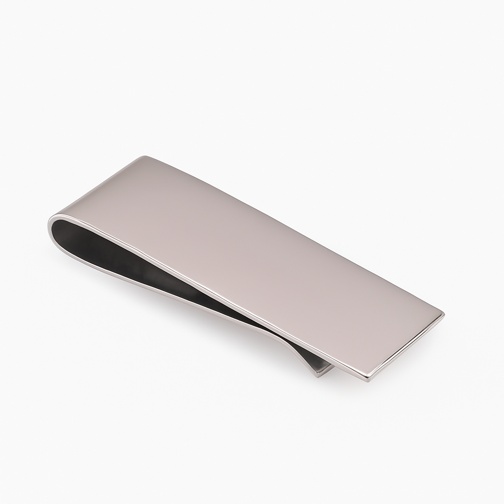 Rhodium Plated Stainless Steel Classic 18.5mm x 57mm Money Clip - SSM00020