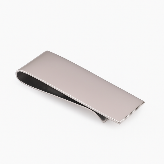 Rhodium Plated Stainless Steel Classic 18.5mm x 57mm Money Clip - SSM00020