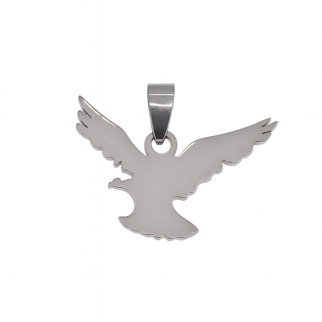 Rhodium Plated Stainless Steel Flying Eagle Pendant - SSP00512