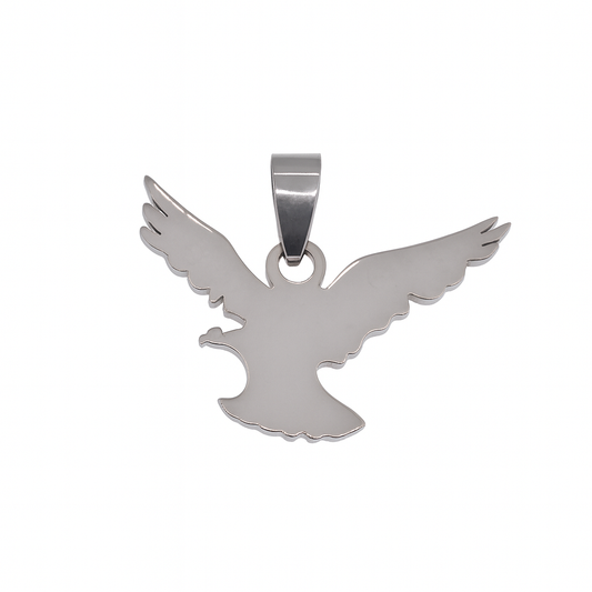 Rhodium Plated Stainless Steel Flying Eagle Pendant - SSP00512