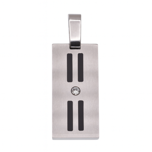 Rhodium Plated Stainless Black Quadruple Bar Pendant - SSP00524