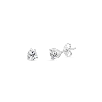 Rhodium Plated 925 Sterling Silver Semi Hoop, Marquise and Round CZ  Earring Set - STES00012