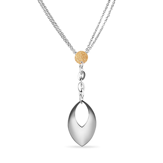 Silver 925 Rhodium and Gold Plated Dangling Teardrop Necklace - STP00447