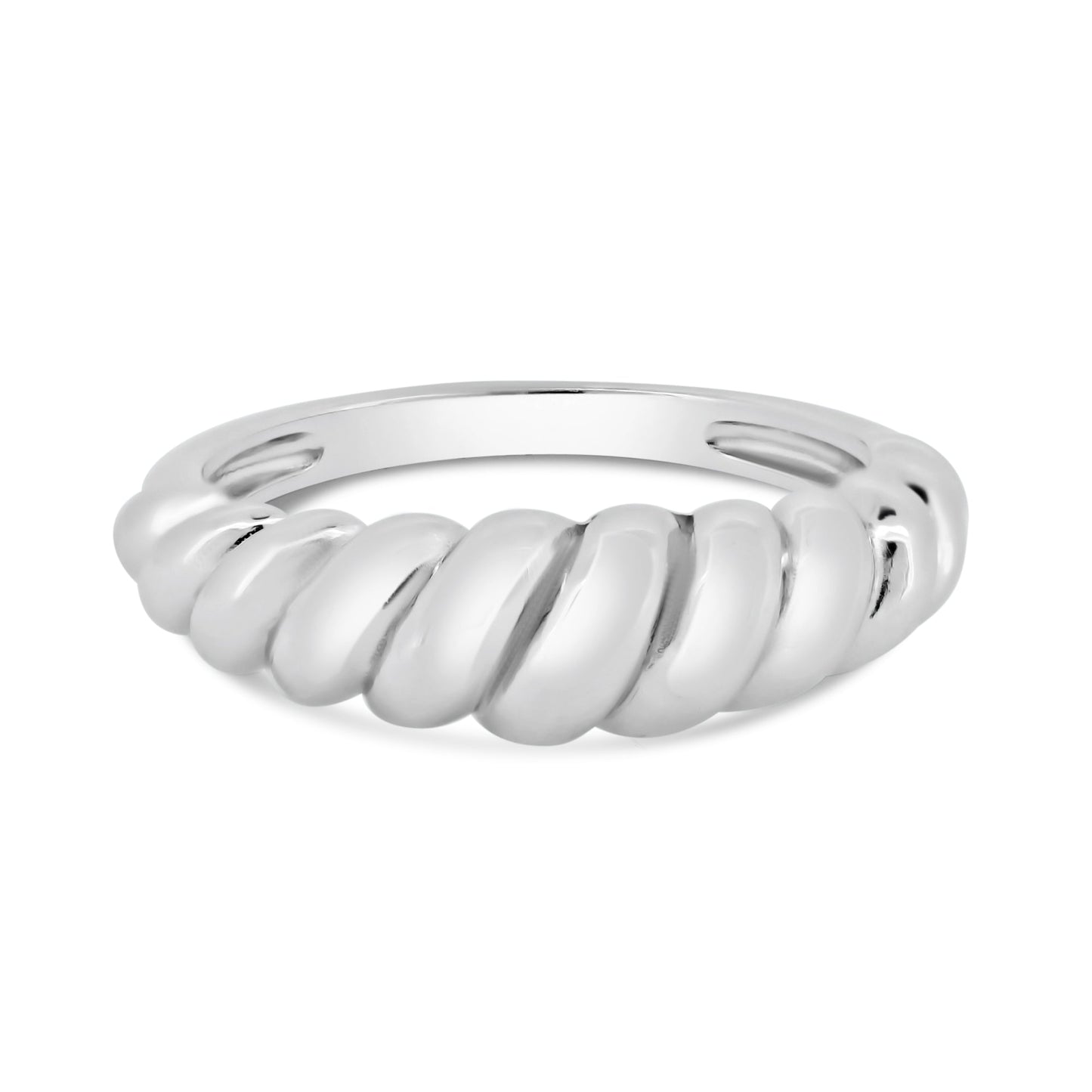 Rhodium Plated 925 Sterling Silver Croissant Design Ring - STR01166RH